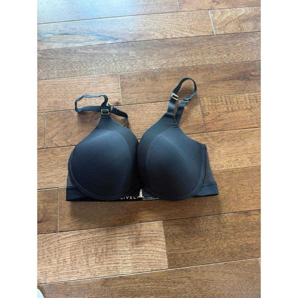 LIVELY Black Full Coverage Bra Wireless 34D Front Clasp